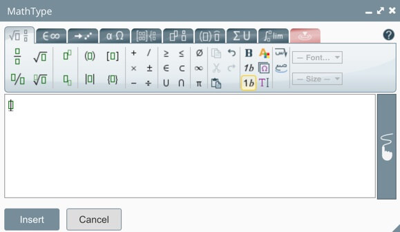 MathType Editor. It appears as a popup in the bottom corner of the Paligo editor.