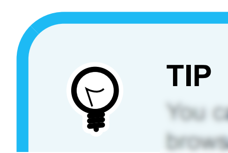 Close up view of the corner of a tip admonition. Its border line is curved where the horizontal top line meets the vertical side line.