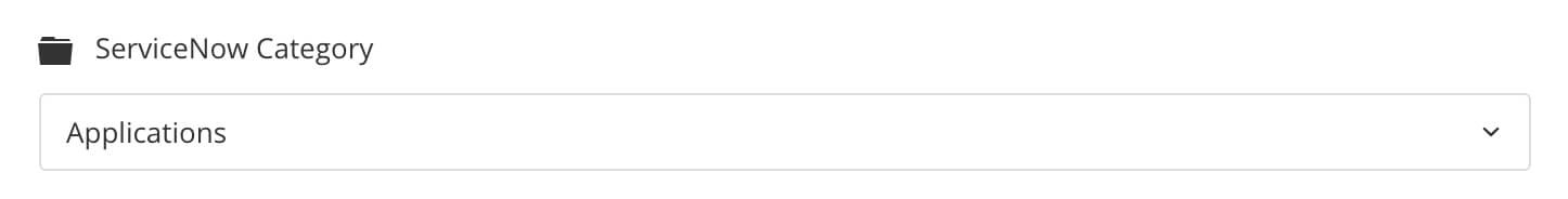 The ServiceNow Category is set to "Applications"