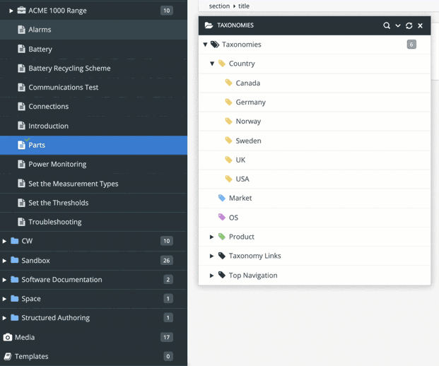 Drag and drop taxonomy