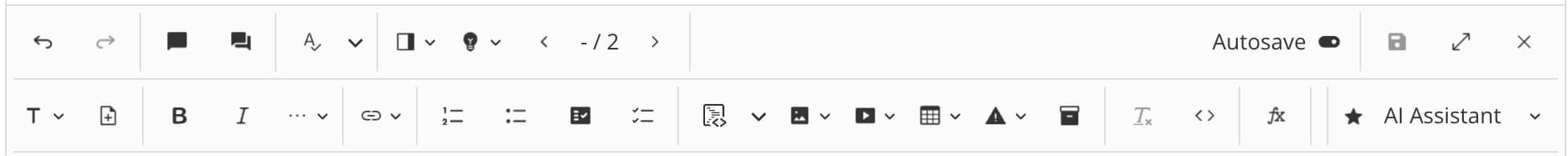 Edit View and Suggest View toolbar. It has many options for accessing a wide range of editing features.