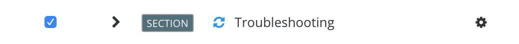 A section with a blue update icon to show that Paligo will update the section in Zendesk.