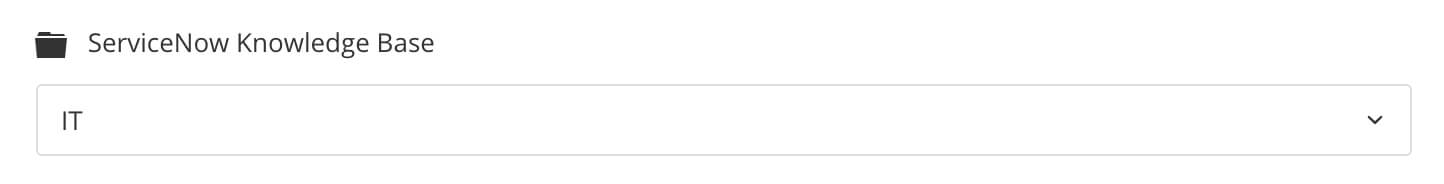 The ServiceNow Knowledgebase is set to "IT"
