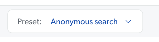 Close-up of Preset:Anonymous search option in Coveo.
