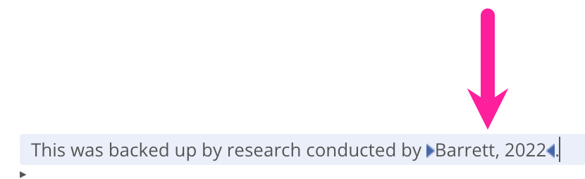 A paragraph that contains a citation. A callout arrow points to the citation.