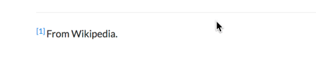A footnote at the bottom of a page. It has a number in square brackets and then the text of the footnote.
