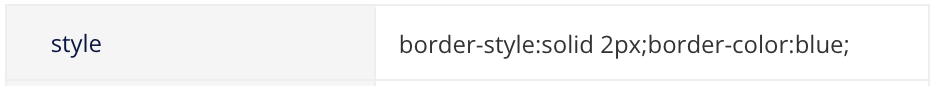 style attribute has the value: border-style:solid 2px;border-color:blue;
