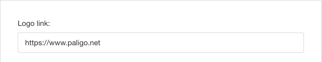 Logo Link field. It is a text entry field designed for a URL. The image shows https://www.paligo.net as an example of a valid URL.