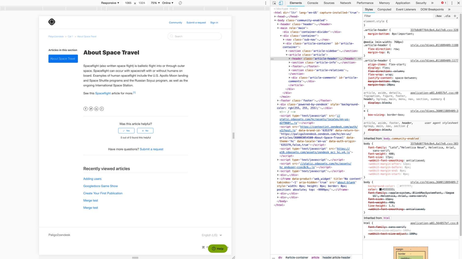 Inspect CSS in Zendesk