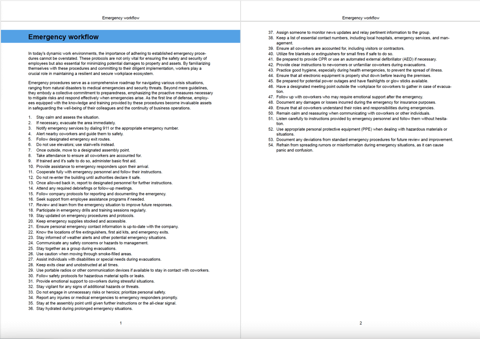 PDF double page spread. On the left page is 2 paragraphs followed by a 54 step procedure. Steps 1 to 36 are on the left page and steps 37 to 54 are on the right page.