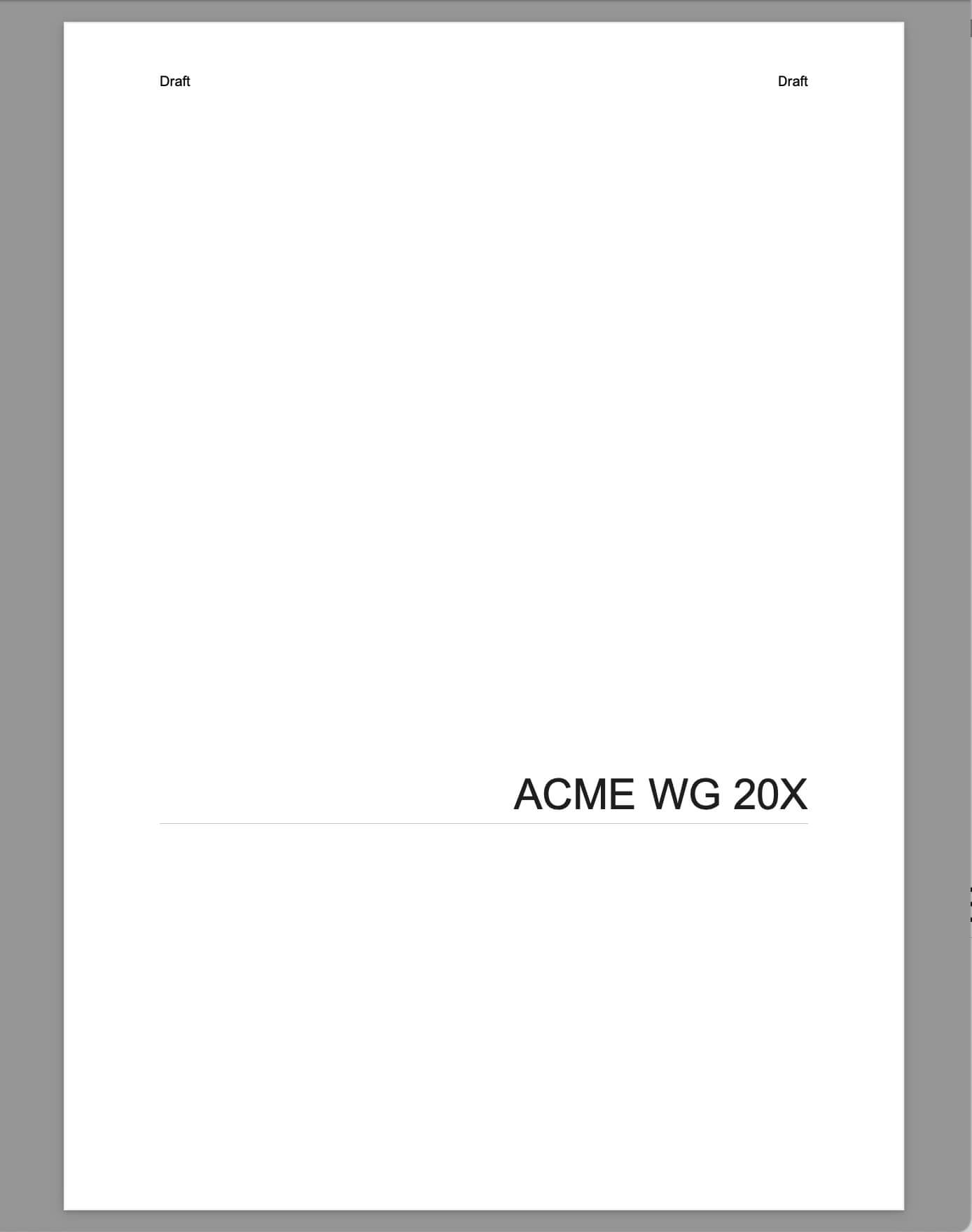 PDF cover page. It has the title of the publication. At the top, the word draft appears in the header on the left and right sides of the page.