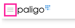 Close up of Paligo logo in top-left of help center. There is a three line "hamburger" menu icon to the left of the logo.