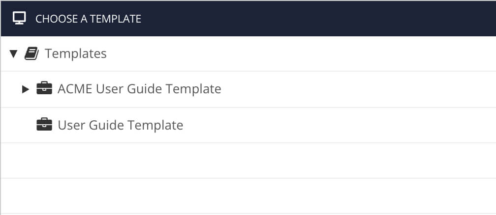 Choose a template dialog. There are two publication templates to choose from.