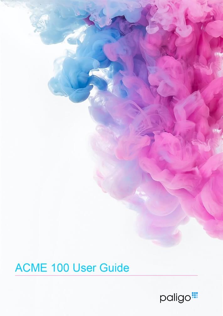 Example of a user guide cover. Abstract background image with title and logo in foreground.