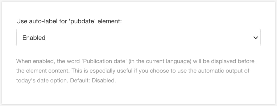 Use auto-label for publication date setting. It is set to Enabled.