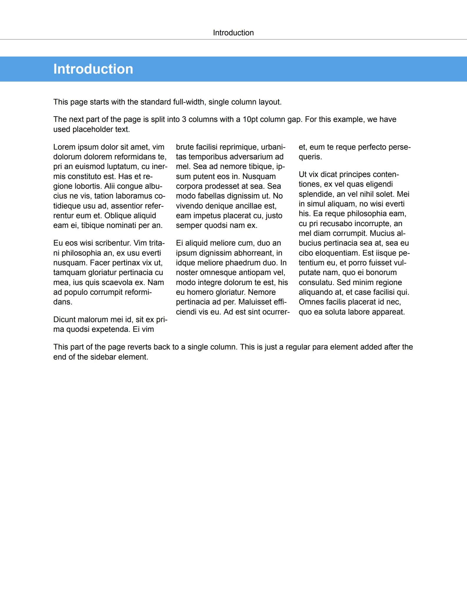 A sample Paligo PDF page with a sidebar used to create a 3-column layout.