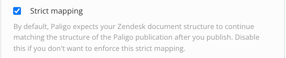 Strict mapping checkbox in Zendesk integration settings