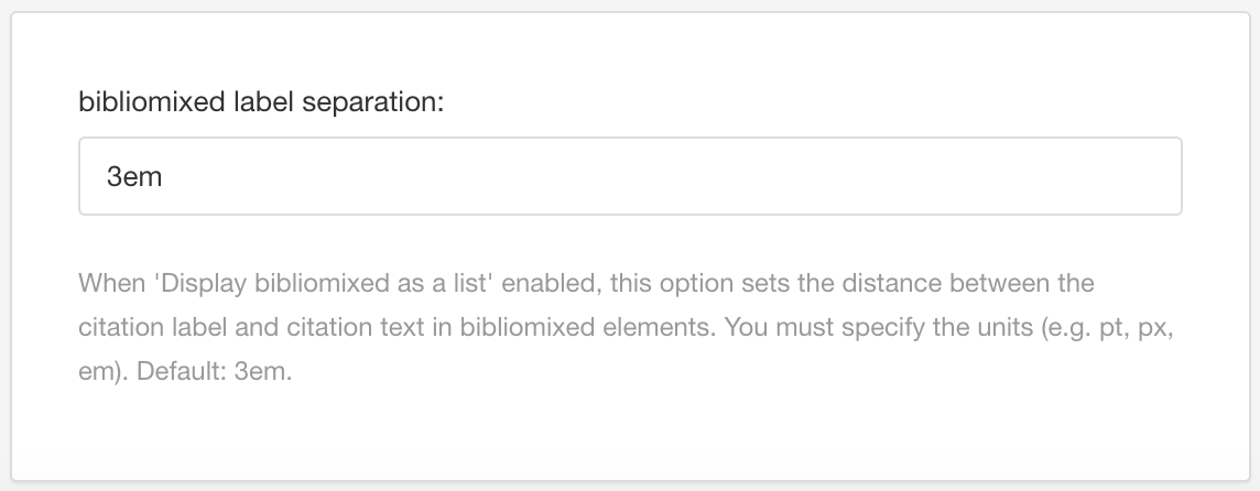 PDF Layout setting "bibliomixed label separation". It is set to 3em.